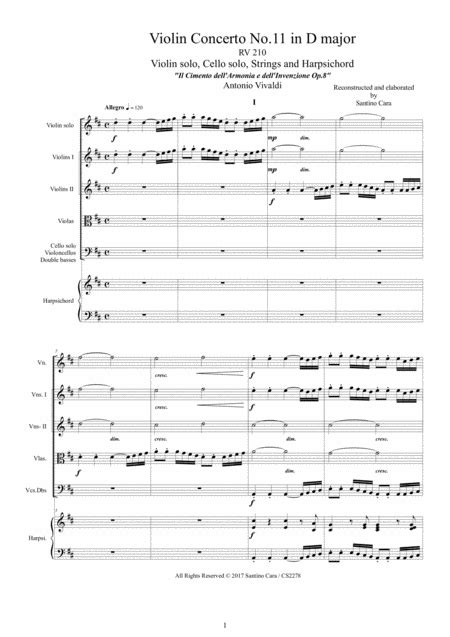Vivaldi - Violin Concerto No.11 In D Major RV 210 Op.8 For Violin, Strings And Harpsichord